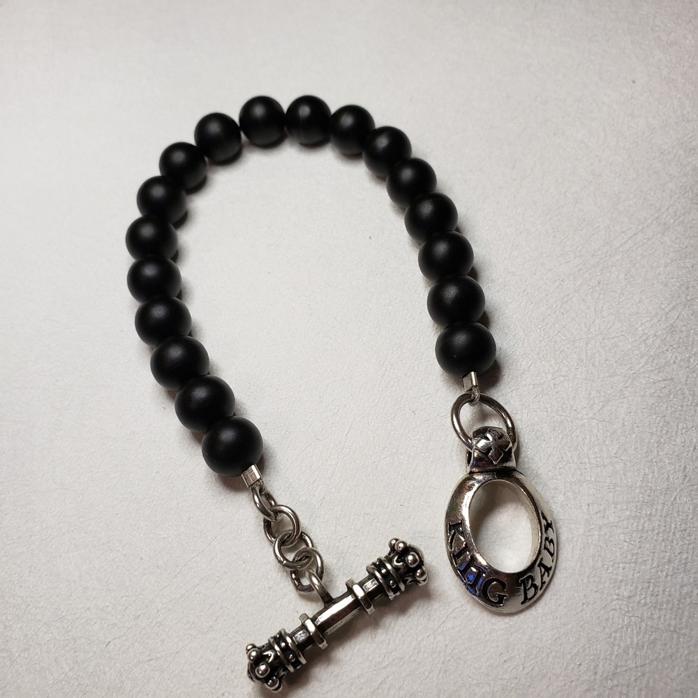 King Baby Black Onyx & Sterling Toggle Bracelet